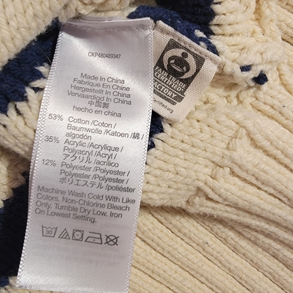 Madewell oversized cream and blue striped cable sweater - Picture 5 of 6